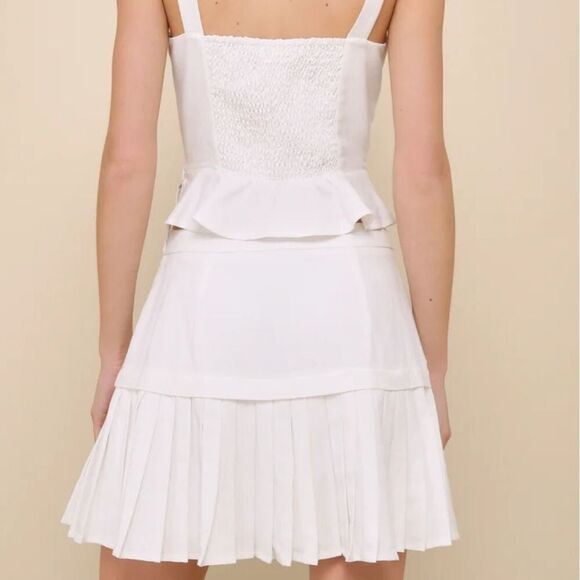 Lulus Truly Flirtatious Linen Pleated High-Rise Mini Skirt, Small, Ivory - Picture 3 of 10